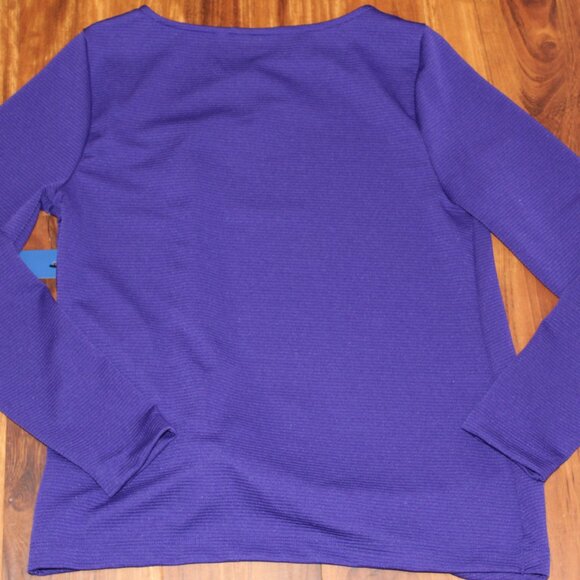 APT.9 Sweater Womens Medium Purple Long Sleeve Ribbed Knot Front Pullover Top - Picture 4 of 10